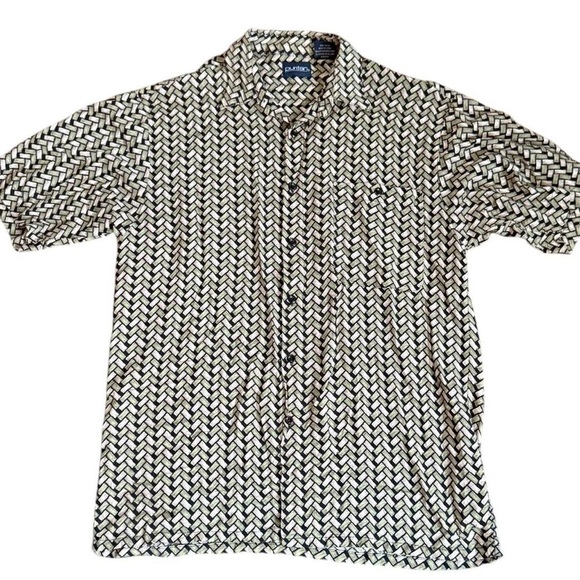 Puritan Green and Tan Casual Button Down Shirt - Picture 1 of 5